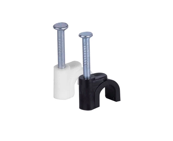 Cable Clip 1/2" Depth Nail, Single or Dual, Black or White - 100/ bag — Single / White