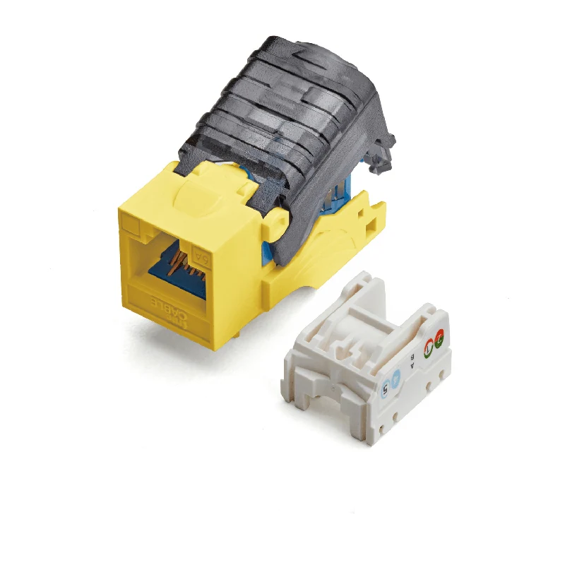 Cat6A Toolless Keystone Jack · Unshielded — Yellow / 2pc
