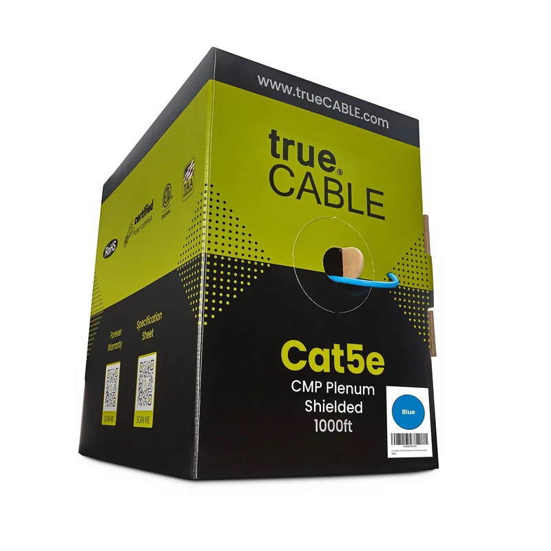 Cat5e Plenum Ethernet Cable · Shielded — Blue / 1000ft