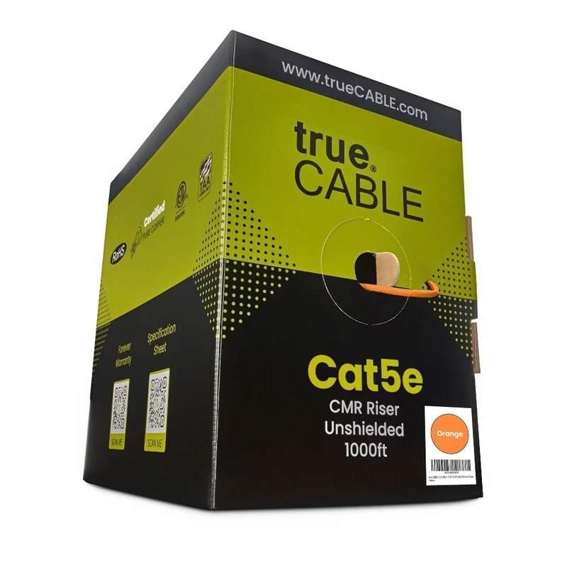 Cat5e Riser Ethernet Cable · Unshielded — Orange / 1000ft