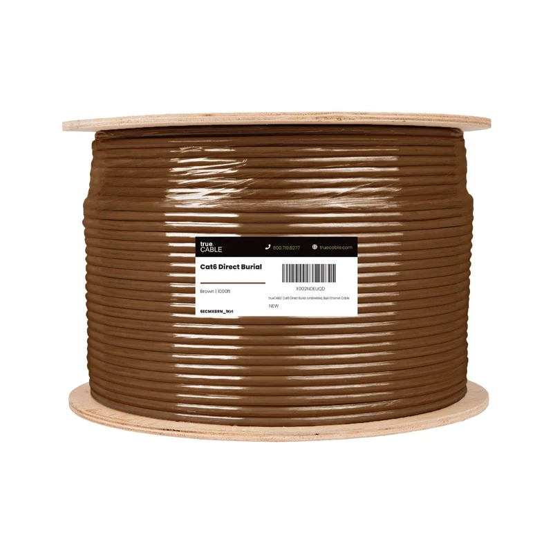 Cat6 Direct Burial Ethernet Cable · Unshielded — Brown / 1000ft