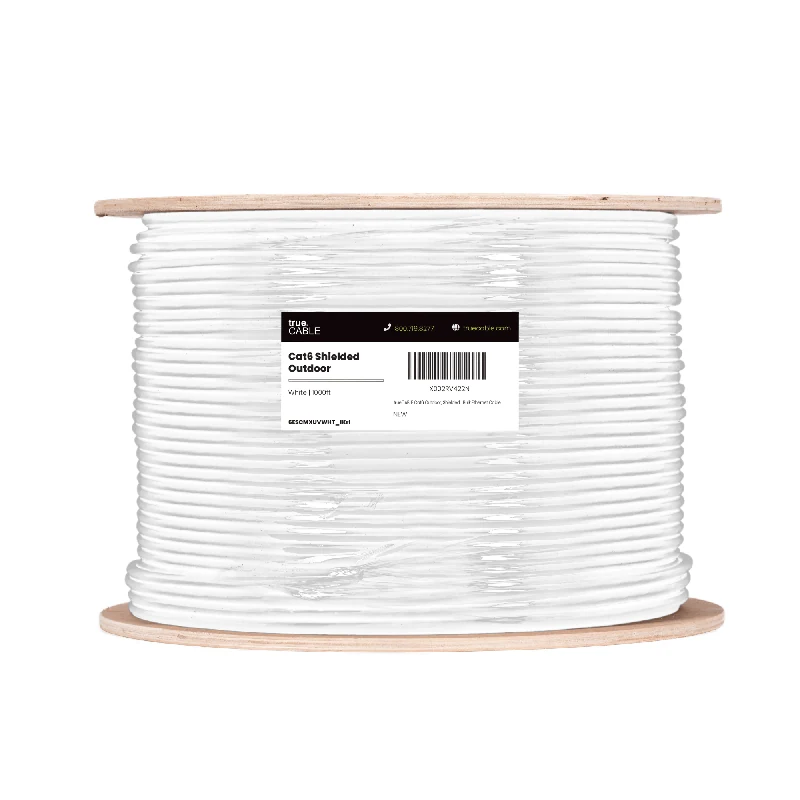 Cat6 Outdoor Ethernet Cable · Shielded — White / 1000ft