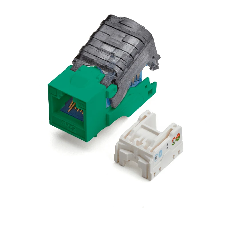 Cat6A Toolless Keystone Jack · Unshielded — Green / 2pc