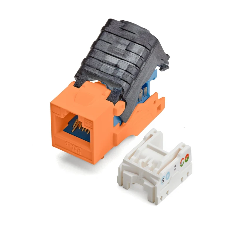 Cat5e Toolless Keystone Jack · Unshielded — Orange / 6pc