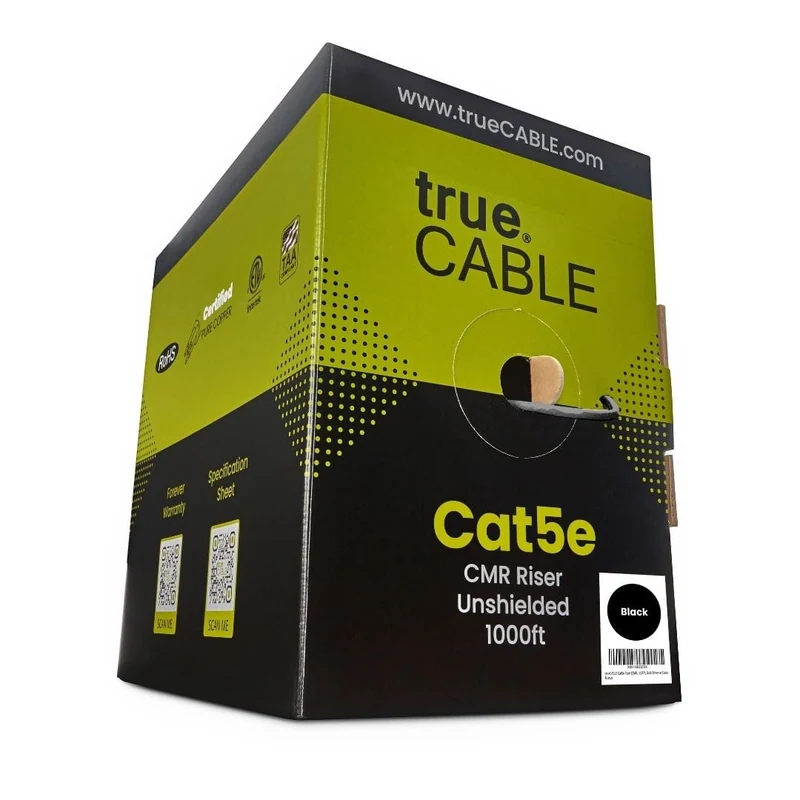 Cat5e Riser Ethernet Cable · Unshielded — Black / 1000ft