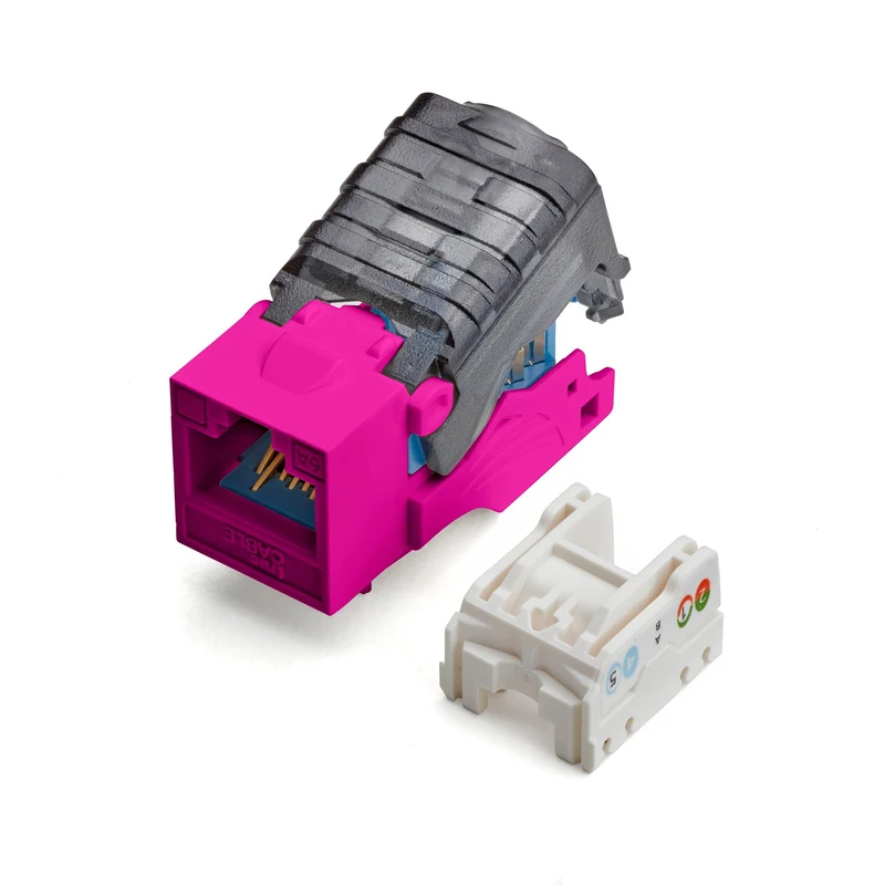 Cat6A Toolless Keystone Jack · Unshielded — Pink / 2pc