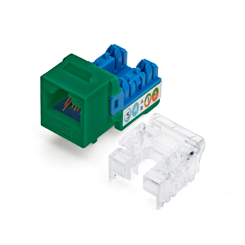 Cat5e Punch Down Keystone Jack · Unshielded — Green / 24pc