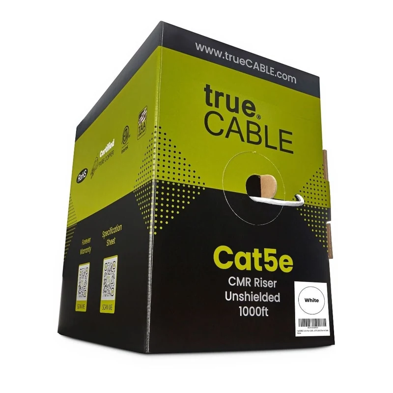 Cat5e Riser Ethernet Cable · Unshielded — White / 1000ft