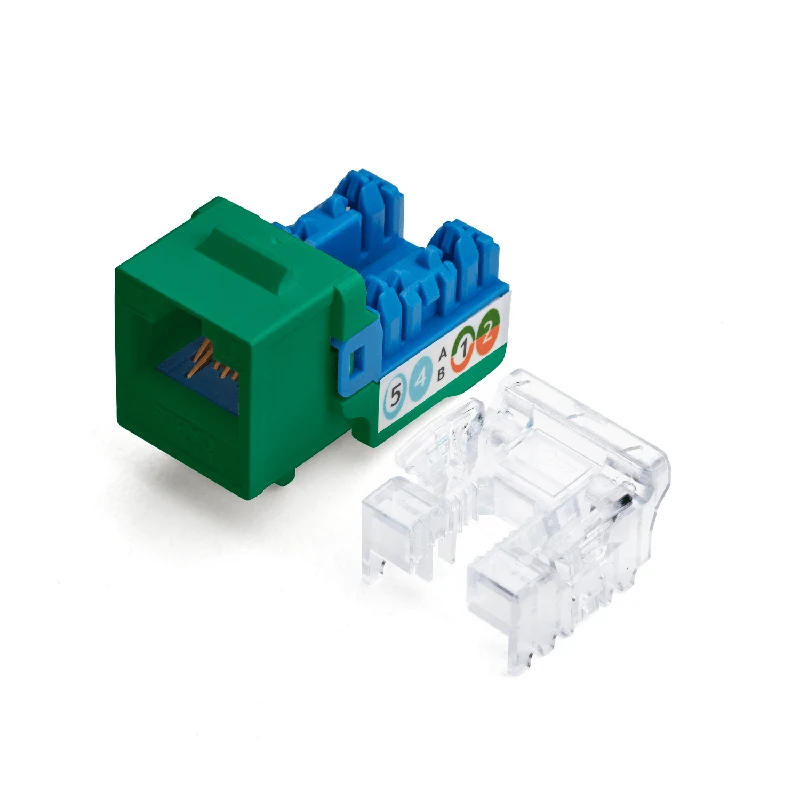 Cat6A Punch Down Keystone Jack · Unshielded — Green / 12pc