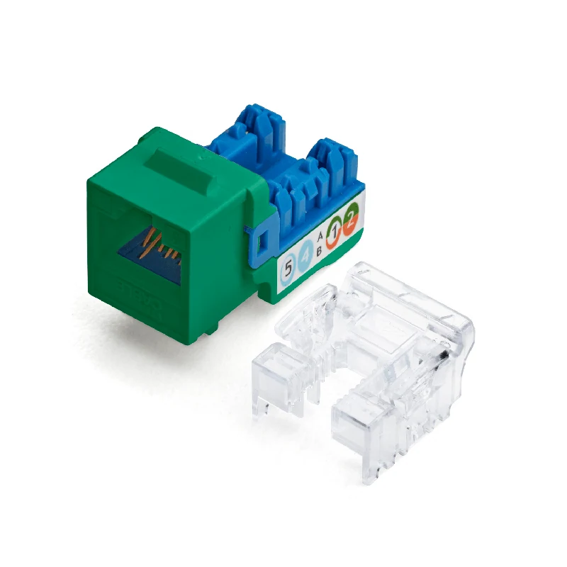 Cat6 Punch Down Keystone Jack · Unshielded — Green / 12pc