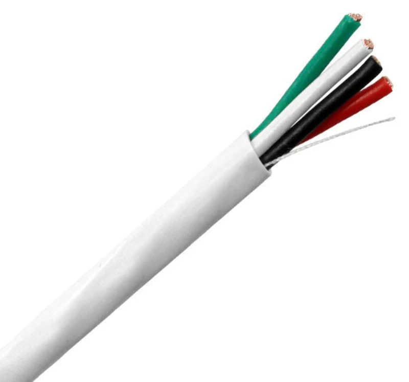 White 500 FT Speaker Wire, Audio Cable: Oxygen Free CMR, 16/2, 16/4, 14/2, 14/4 — 16AWG / 4 Conductors