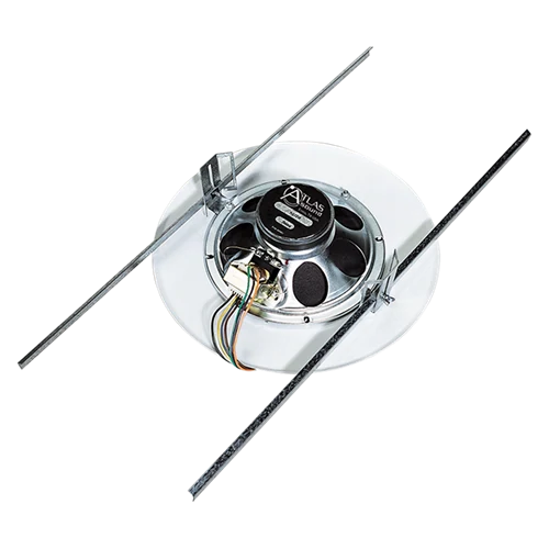AtlasIED EZHD72W — 8" In-Ceiling Speaker with 4-Watt 25V/70V Transformer, 51-8 Baffle, and Drop Tile Support Rails