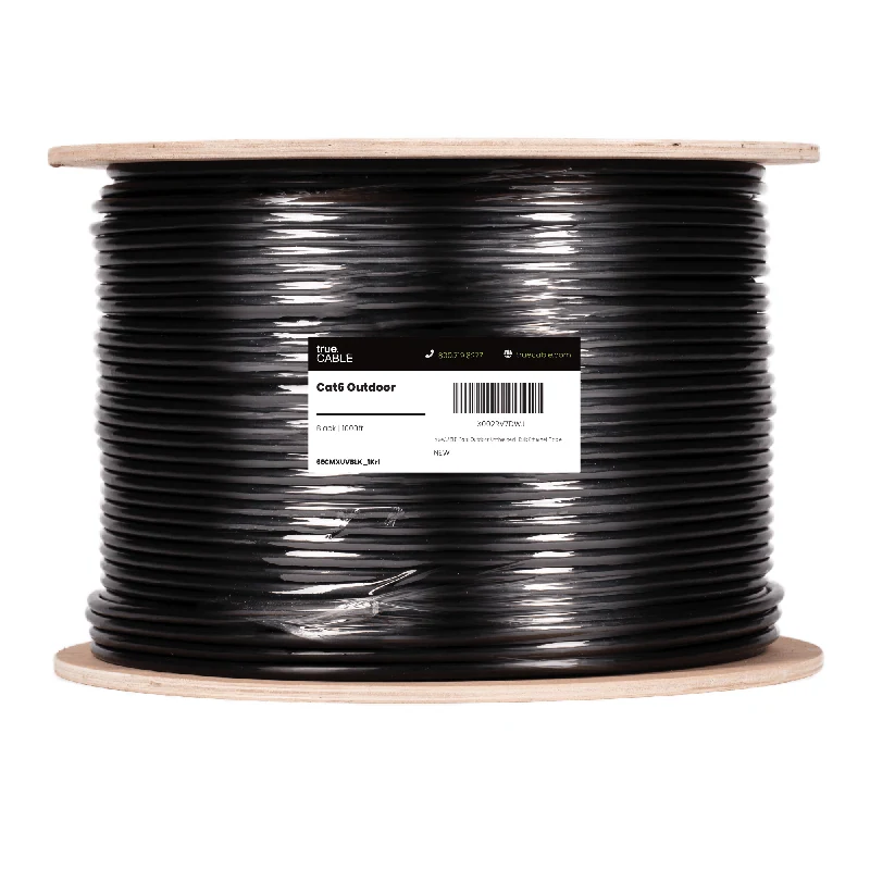 Cat6 Outdoor Ethernet Cable · Unshielded — Black / 1000ft