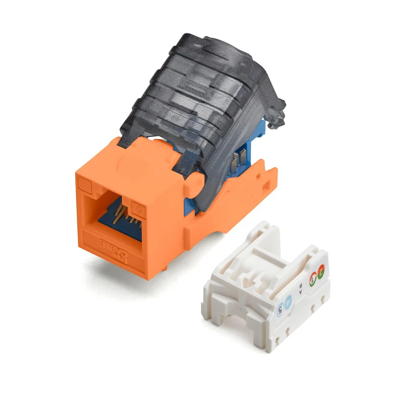 Cat6 Toolless Keystone Jack · Unshielded — Orange / 2pc