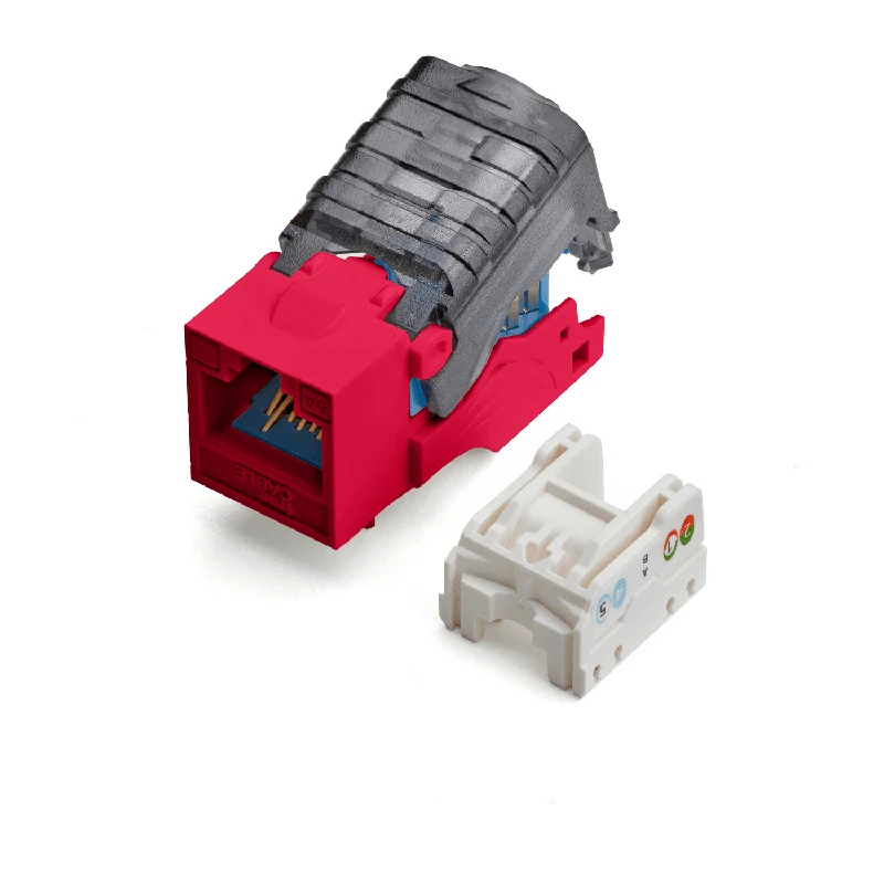 Cat6A Toolless Keystone Jack · Unshielded — Red / 2pc
