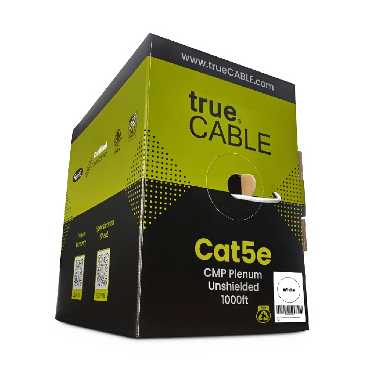 Cat5e Plenum Ethernet Cable · Unshielded — White / 1000ft