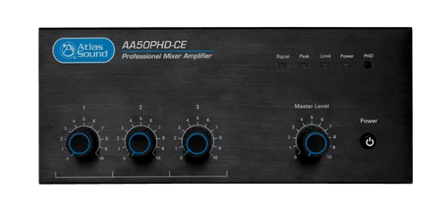 AtlasIED AA50PHD-CE — CE Listed, 4-Input, 50-Watt Mixer Amplifier with Automatic System Test (PHD)