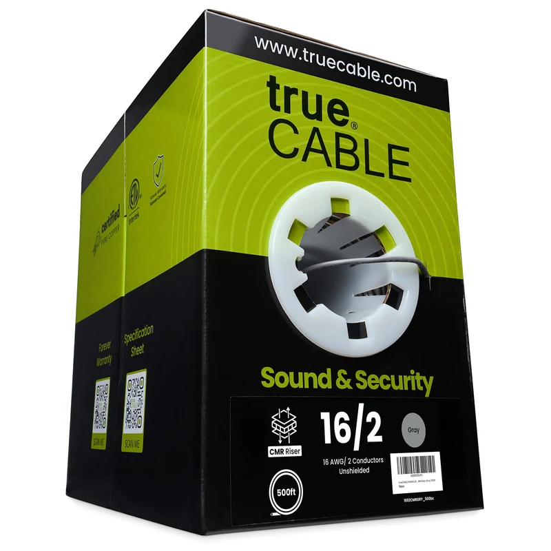 Sound & Security Bulk Cable · Unshielded CMR/CL3R Riser — 16 AWG / 2 Conductor / 500ft