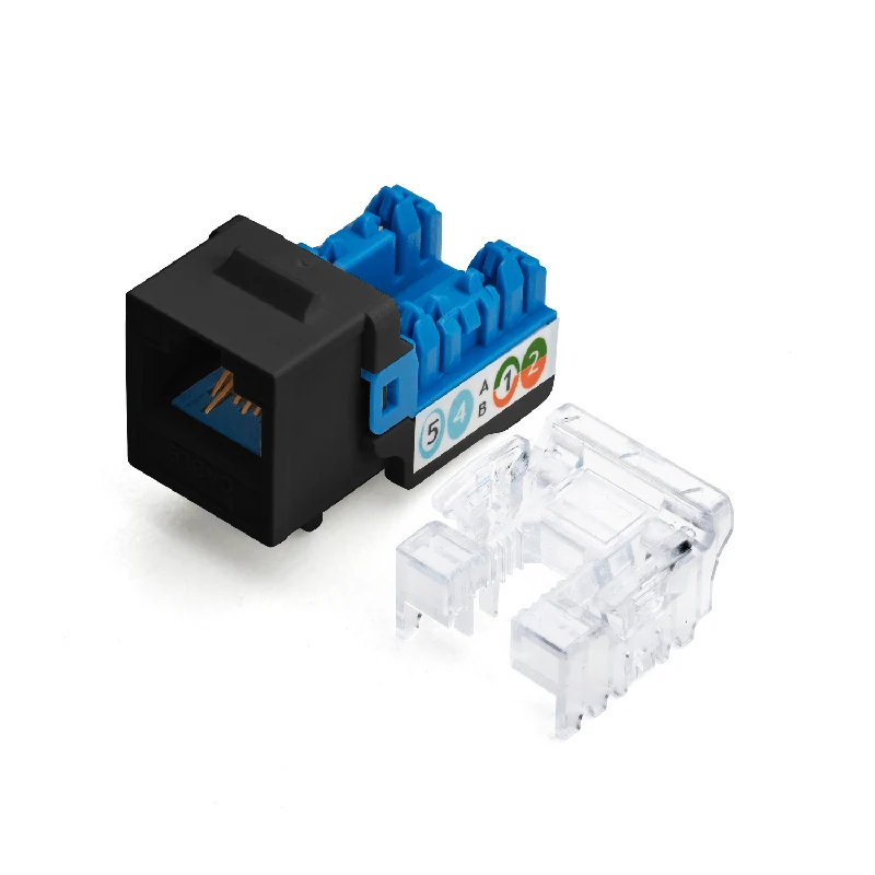 Cat6A Punch Down Keystone Jack — Unshielded — Black / 12pc