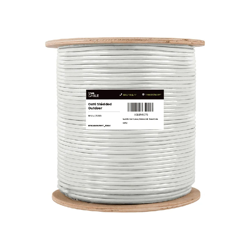 Cat6 Outdoor Ethernet Cable · Shielded — White / 500ft