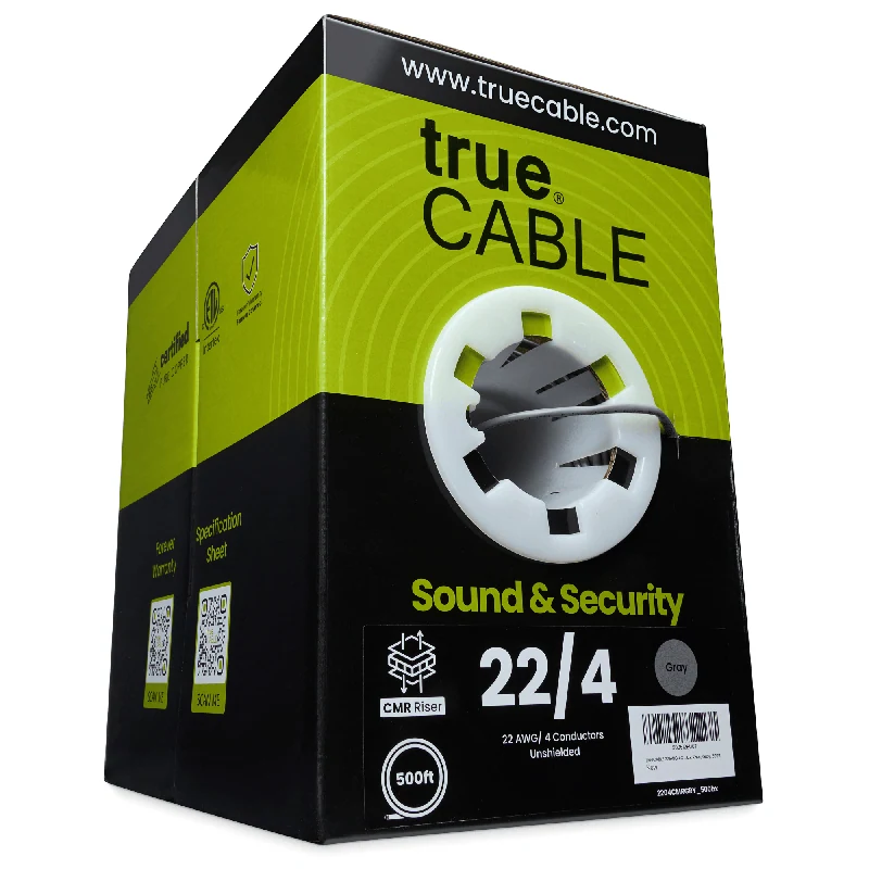 Sound & Security Bulk Cable · Unshielded CMR/CL3R Riser — 22 AWG / 4 Conductor / 500ft