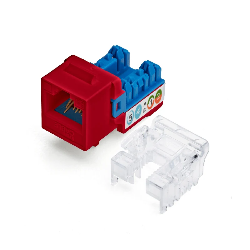 Cat5e Punch Down Keystone Jack · Unshielded — Red / 48pc