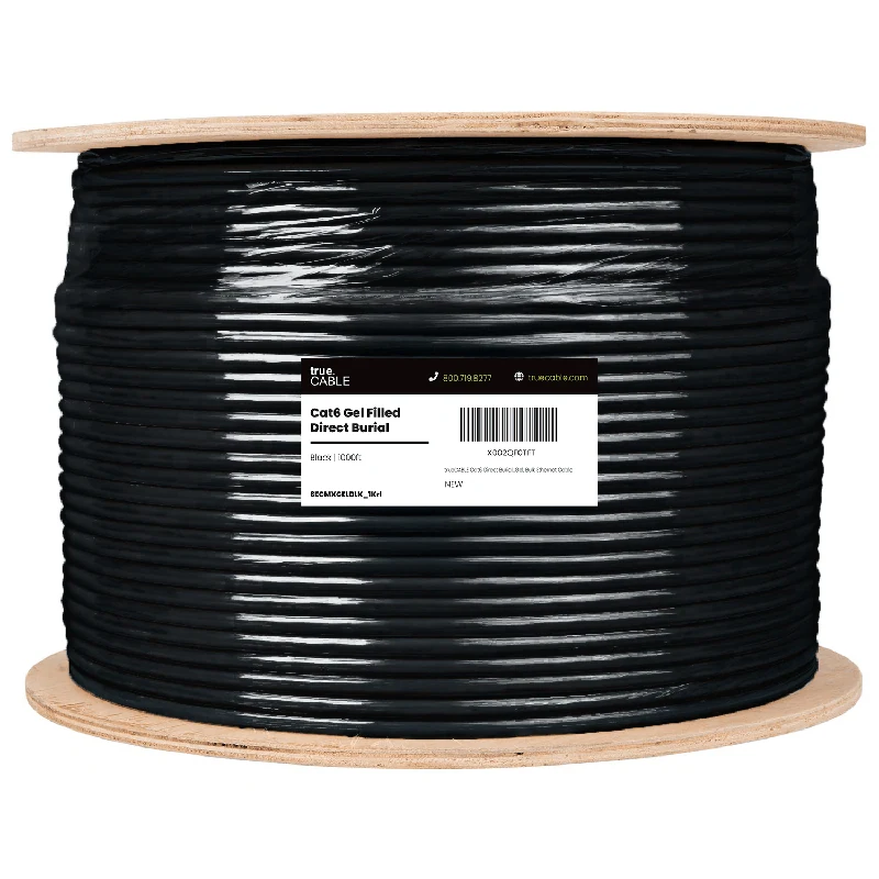 Cat6 Gel Filled Direct Burial Ethernet Cable · Unshielded — Black / 1000ft