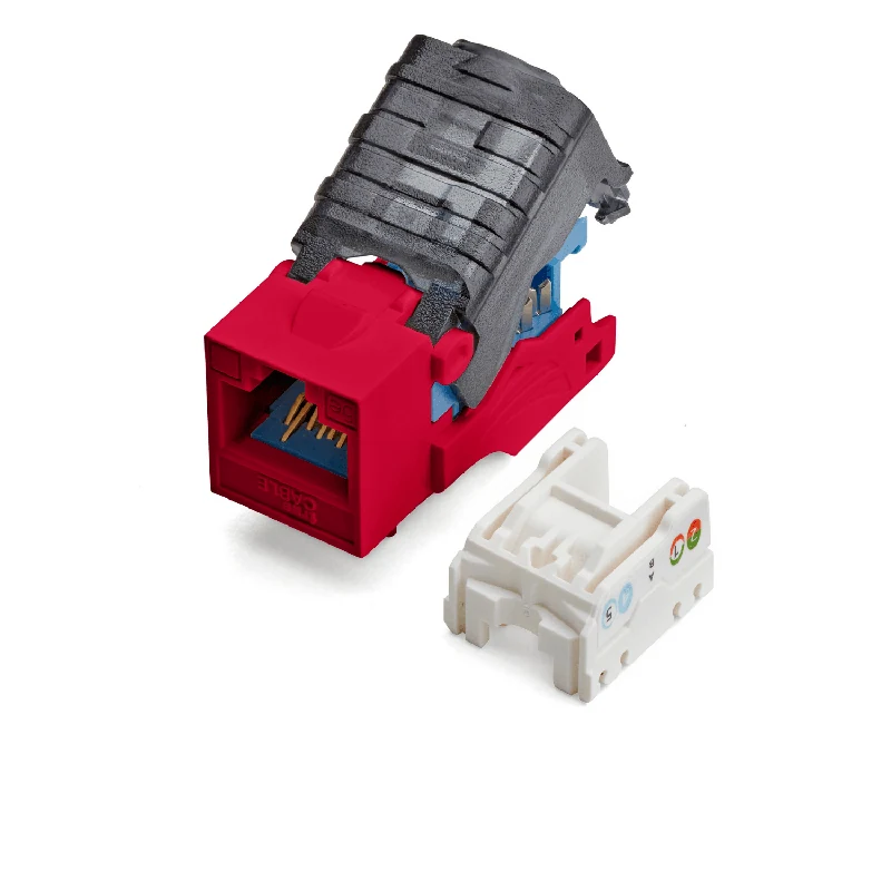 Cat5e Toolless Keystone Jack · Unshielded — Red / 6pc