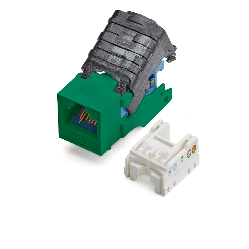 Cat5e Toolless Keystone Jack · Unshielded — Green / 6pc