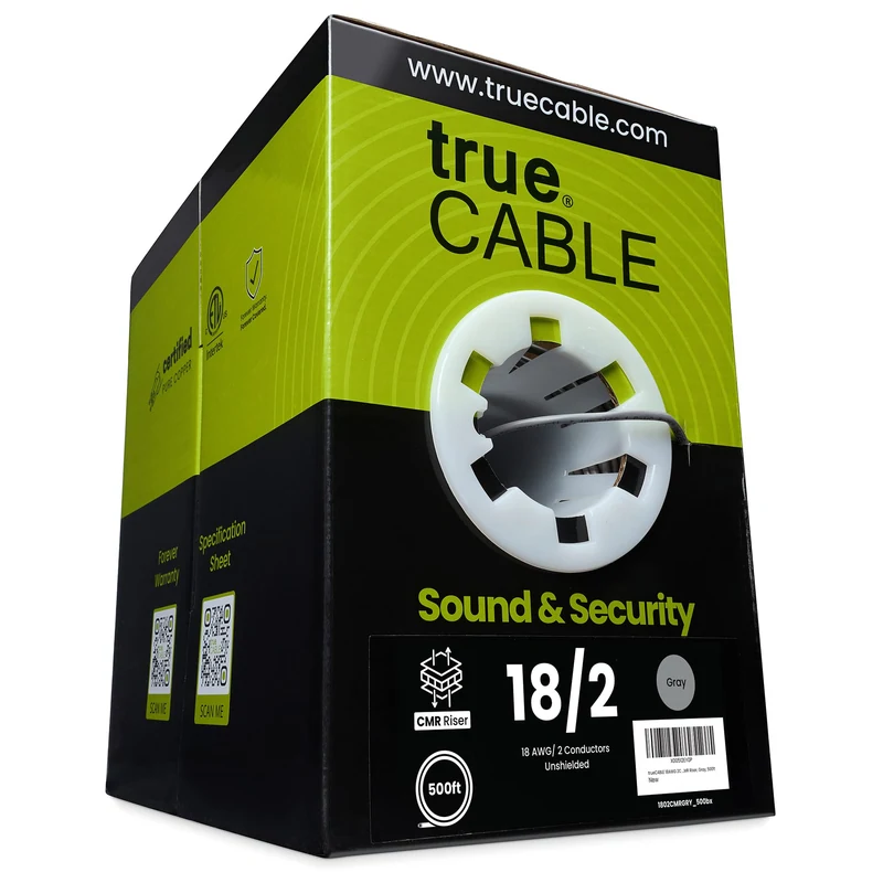 Sound & Security Bulk Cable · Unshielded CMR/CL3R Riser — 18 AWG / 2 Conductor / 500ft