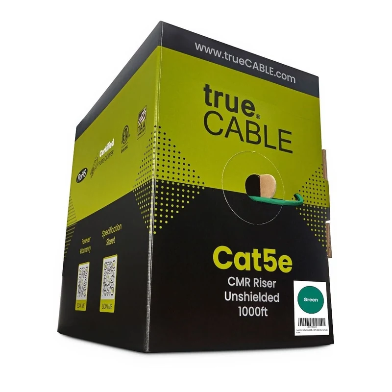 Cat5e Riser Ethernet Cable · Unshielded — Green / 1000ft