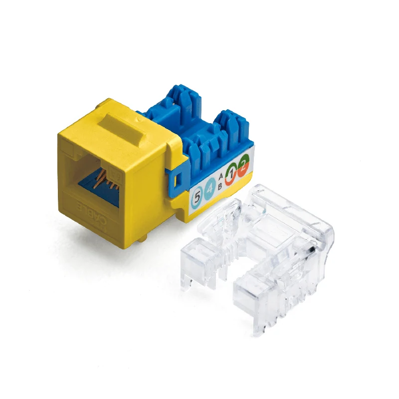 Cat6A Punch Down Keystone Jack · Unshielded — Yellow / 12pc