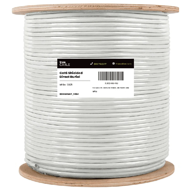 Cat6 Direct Burial Ethernet Cable · Shielded — White / 500ft