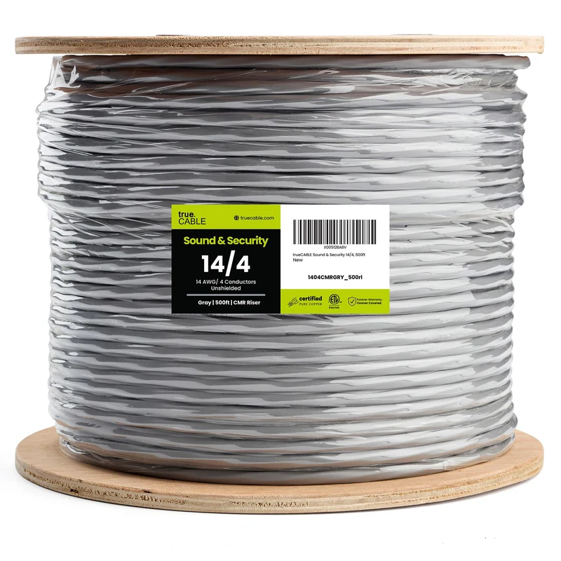 Sound & Security Bulk Cable · Unshielded CMR/CL3R Riser — 14 AWG / 4 Conductor / 500ft