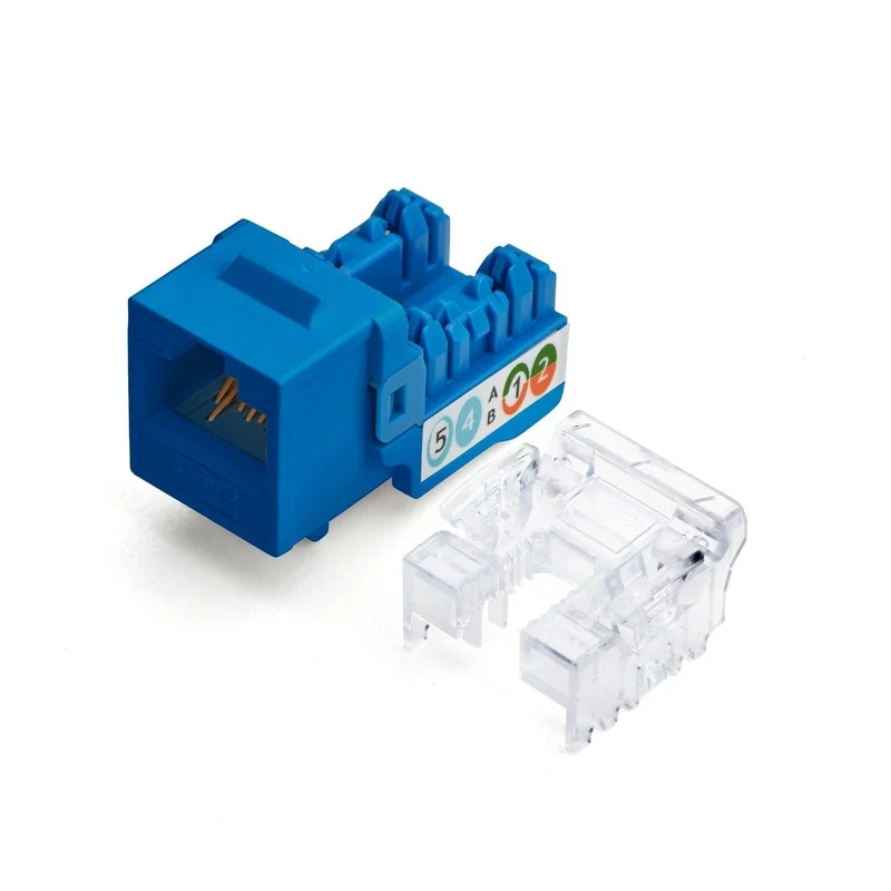Cat6A Punch Down Keystone Jack — Unshielded — Blue / 12pc