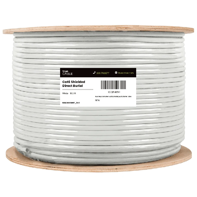 Cat6 Direct Burial Ethernet Cable · Shielded — White / 1000ft