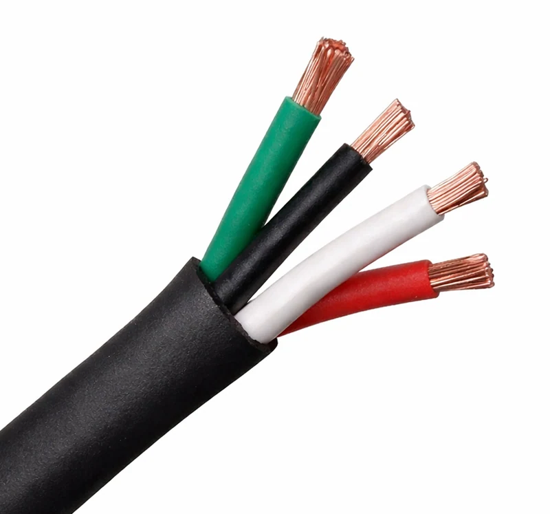 Outdoor Direct Burial Speaker Wire, Audio Cable: 16/4, 14/2, 14/4 Strand OFC CMX, 500' White and Black — 14 AWG/ 4 Conductors / Black
