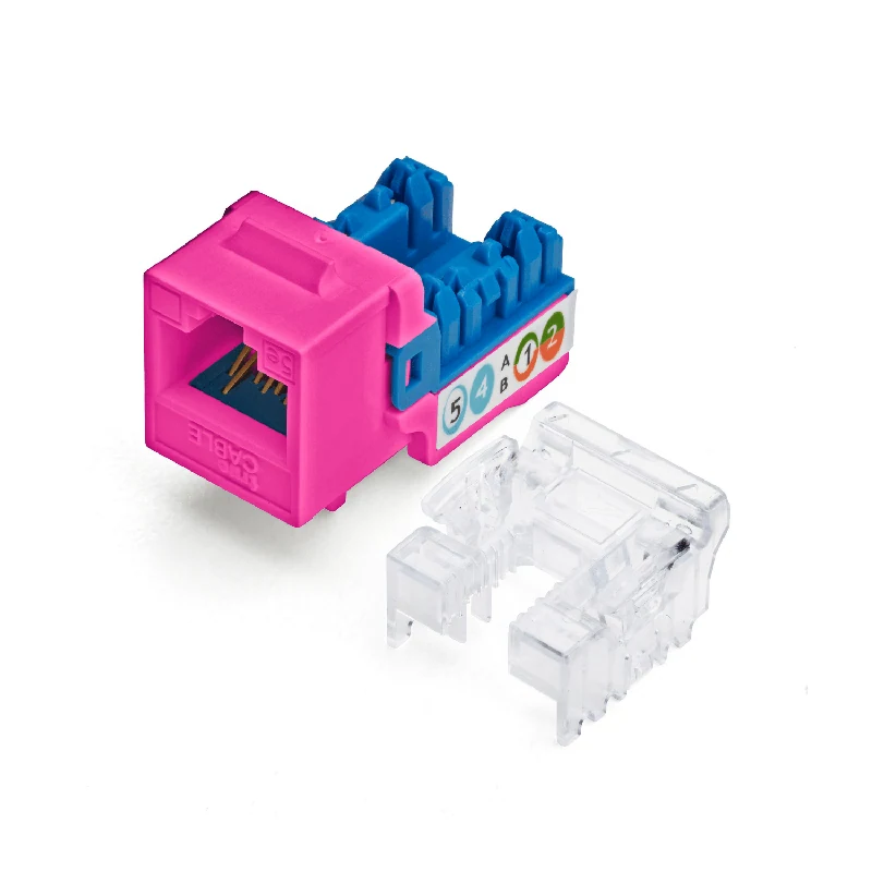 Cat5e Punch Down Keystone Jack · Unshielded — Pink / 48pc