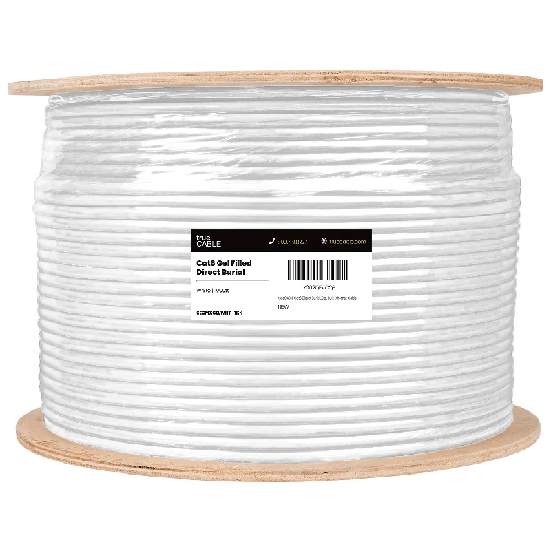 Cat6 Gel Filled Direct Burial Ethernet Cable · Unshielded — White / 1000ft