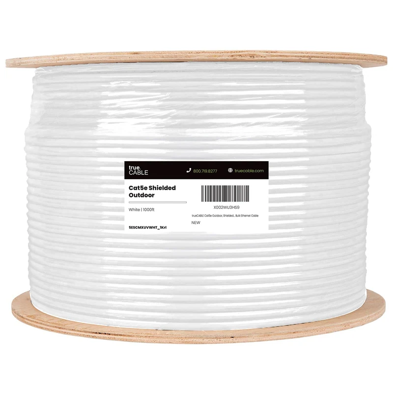Cat5e Outdoor Ethernet Cable · Shielded — White / 1000ft