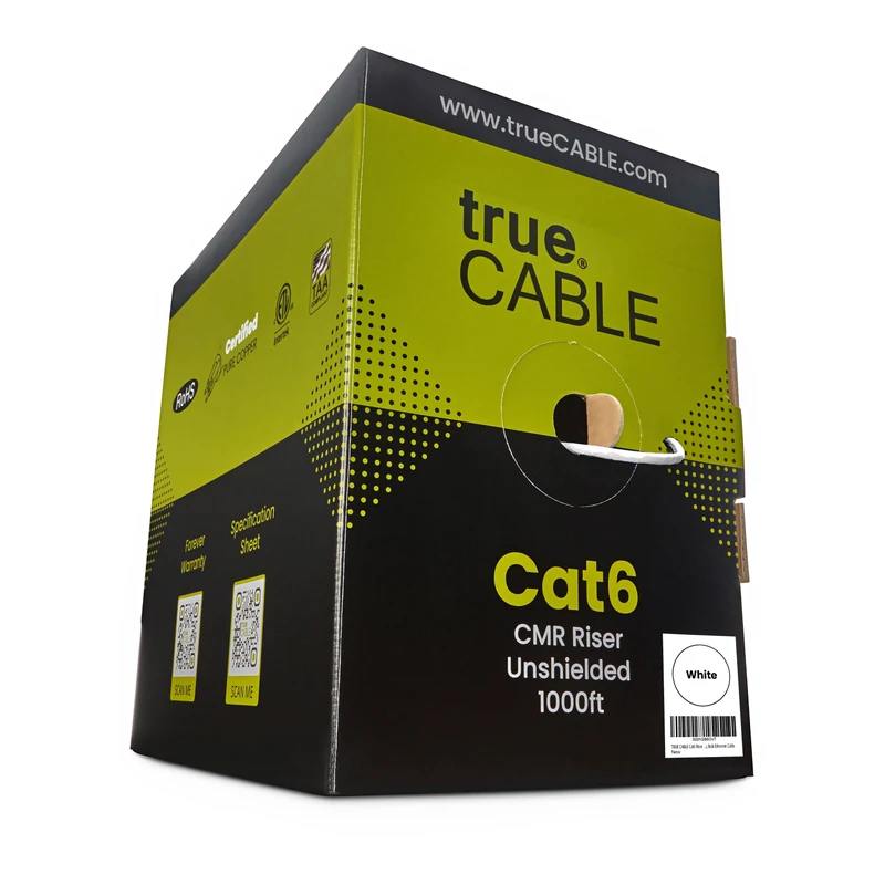 Cat6 Riser Ethernet Cable — Unshielded — White / 1000ft