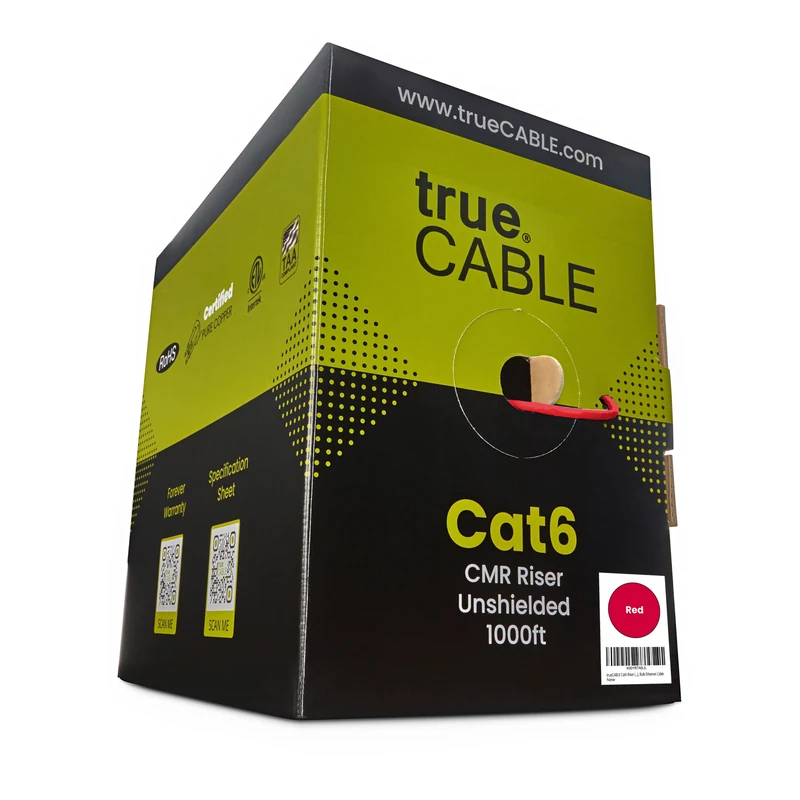 Cat6 Riser Ethernet Cable · Unshielded — Red / 1000ft