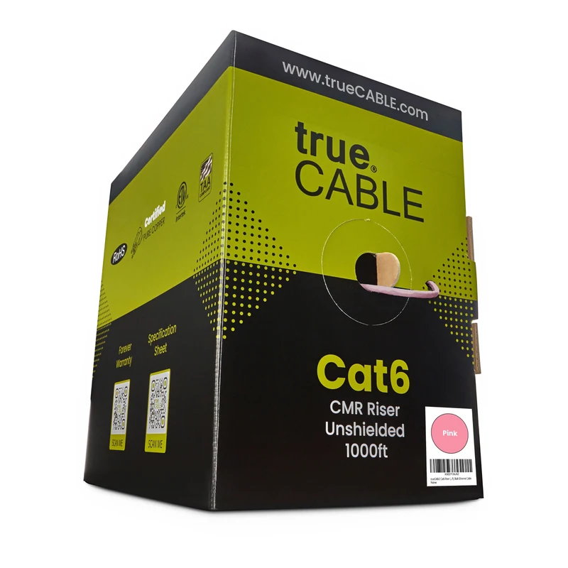 Cat6 Riser Ethernet Cable · Unshielded — Pink / 1000ft