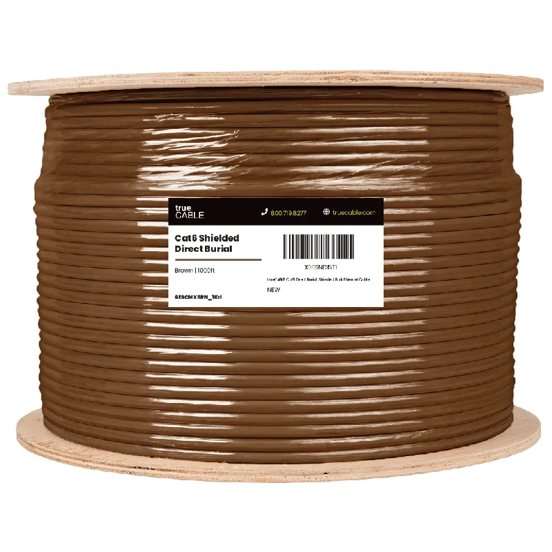 Cat6 Direct Burial Ethernet Cable · Shielded — Brown / 1000ft