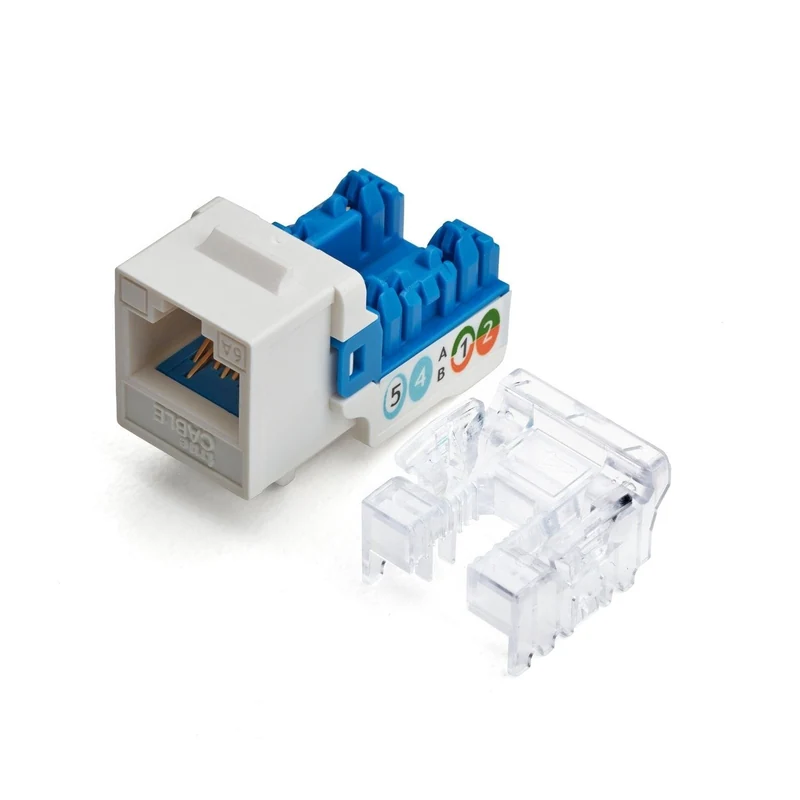 Cat6A Punch Down Keystone Jack — Unshielded — White / 12pc