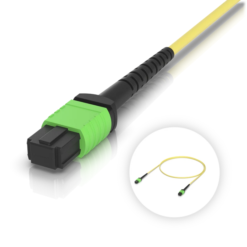 OS2 MPO-12 APC Fiber Patch Cable — 1 m