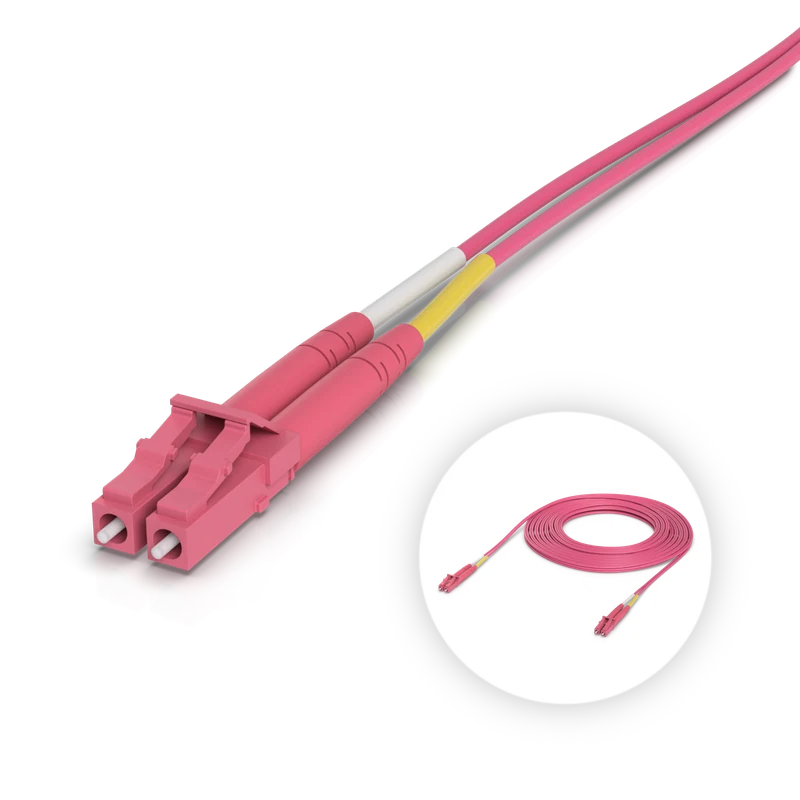 OM4 Duplex LC UPC Fiber Patch Cable — 10 m