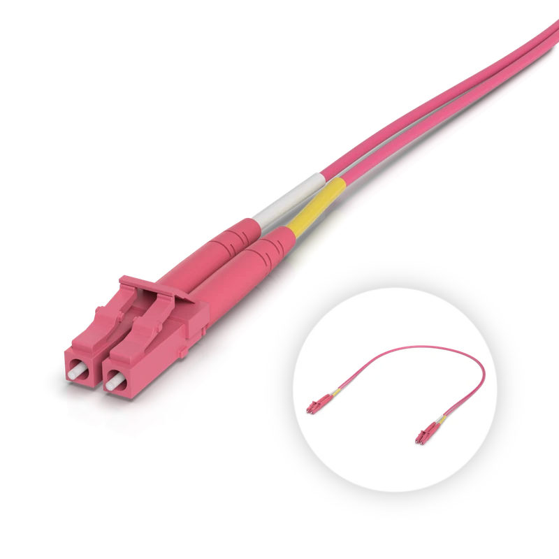 OM4 Duplex LC UPC Fiber Patch Cable — 0.5 m (50-pack)
